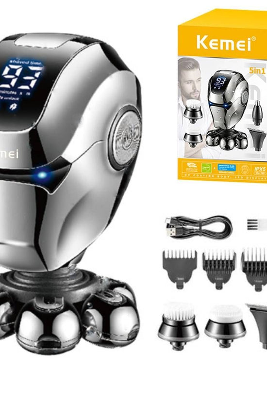Kemei 5-in-1 Rotary Electric Razor: Waterproof, 7D Floating Heads, Quick Charge