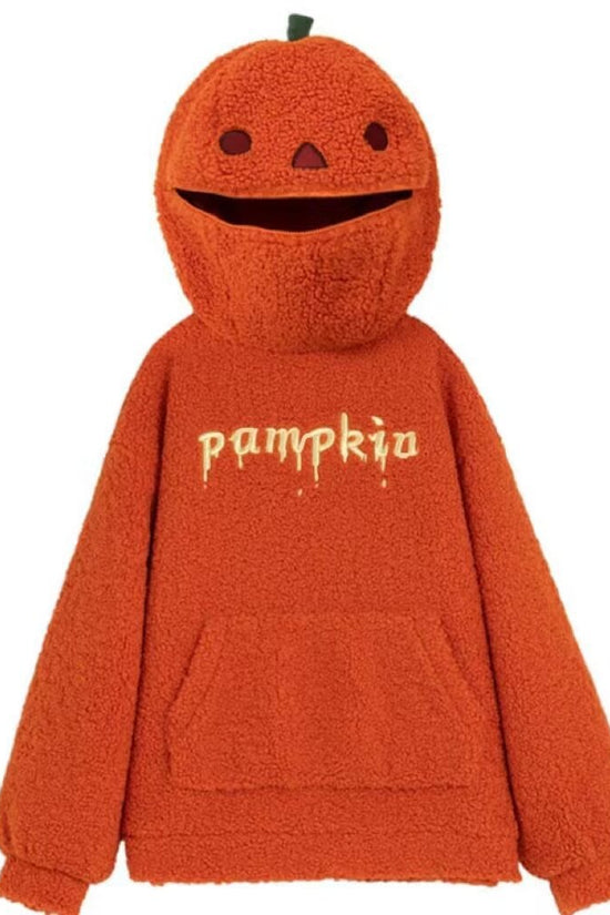 Retro Pumpkin Print Hooded Sweatshirt
