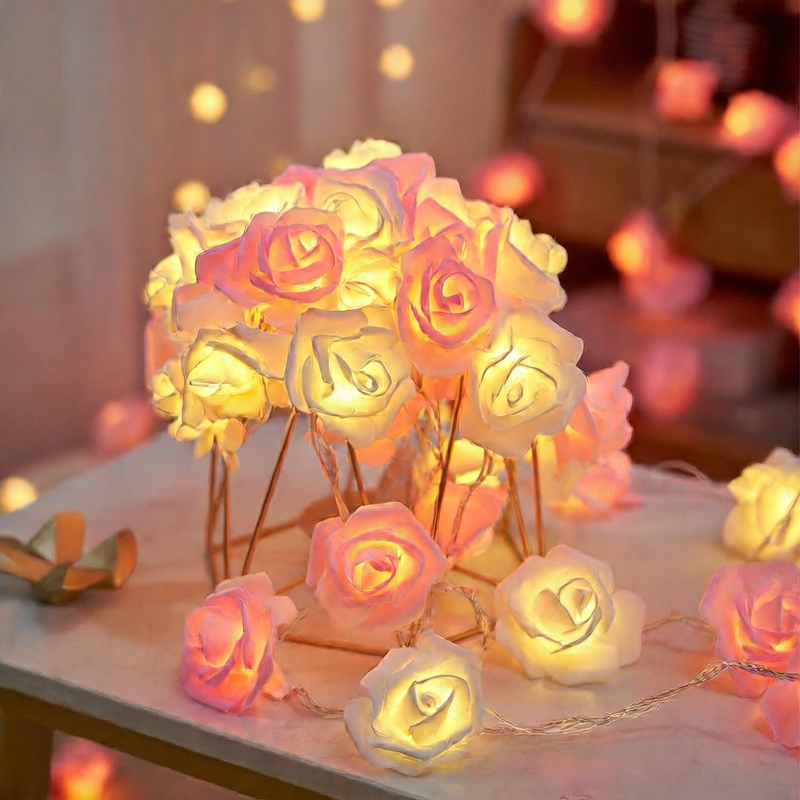 LED Rose Flower String Lights for Home Decoration