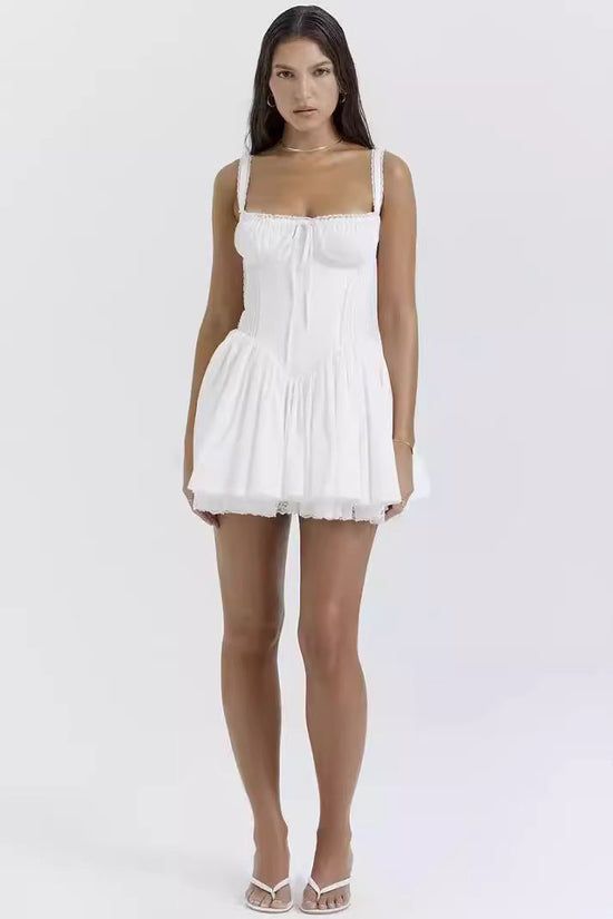 Sexy Lace Stitching Slip Dress with Adjustable Straps