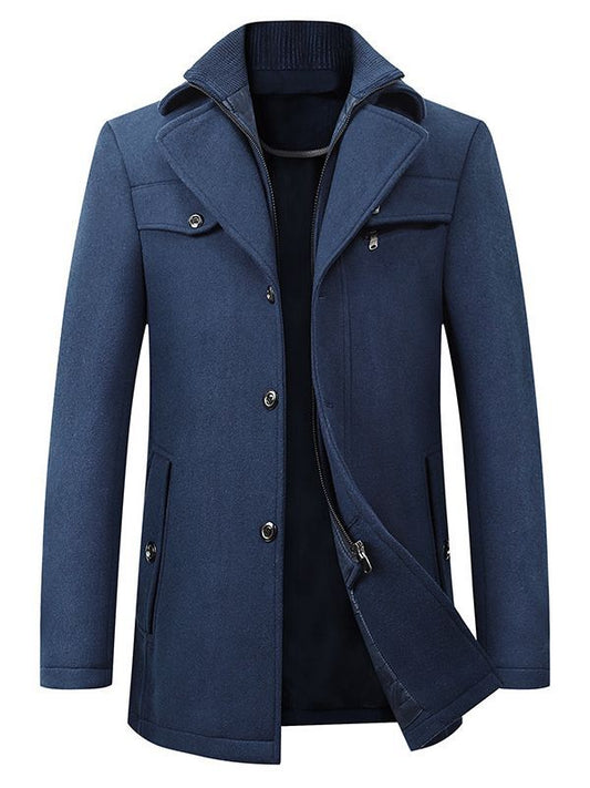 Men's Classic Wool Blend Coat with Lapel