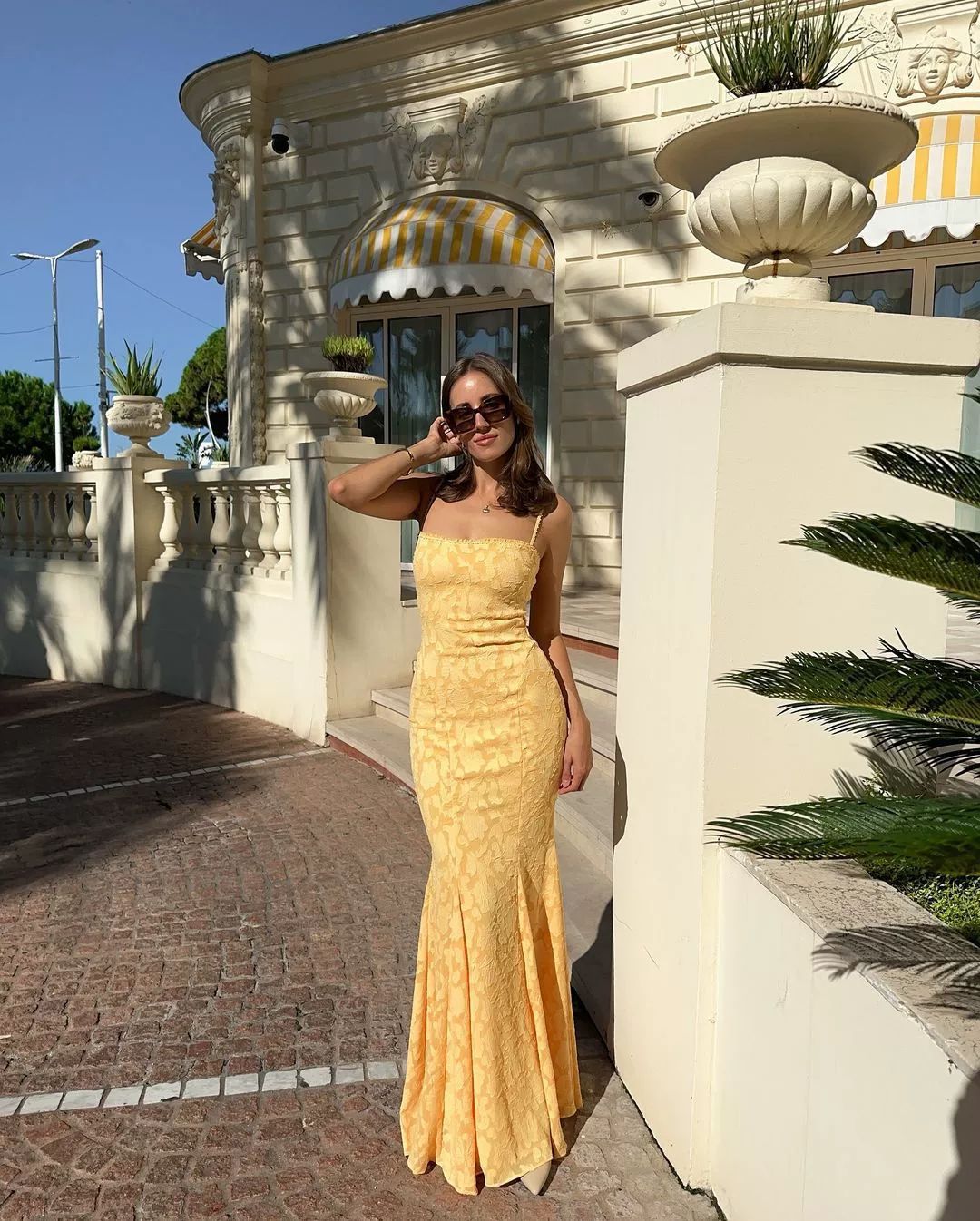 Slim Fit Lace Jacquard Fishtail Dress