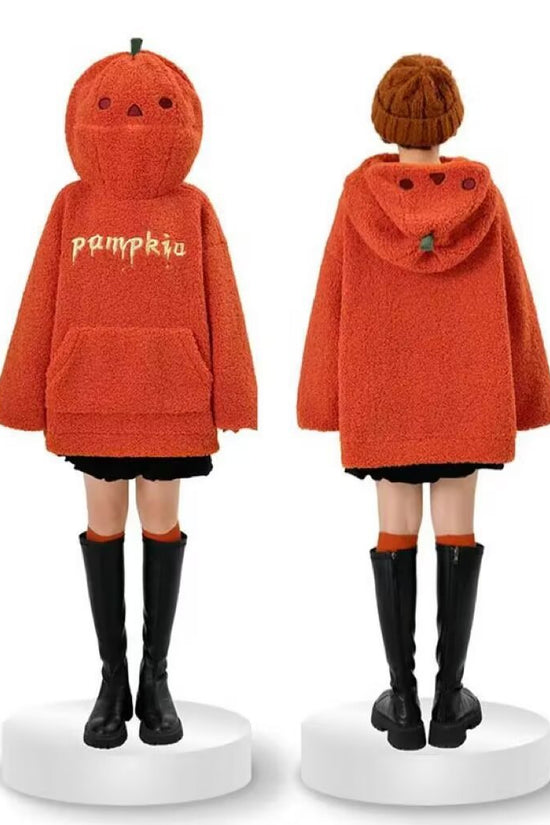 Retro Pumpkin Print Hooded Sweatshirt