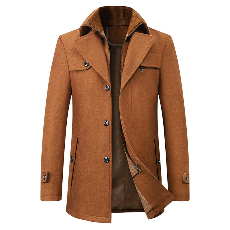 Men's Classic Wool Blend Coat with Lapel