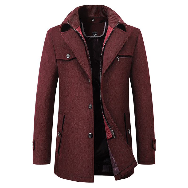 Men's Classic Wool Blend Coat with Lapel