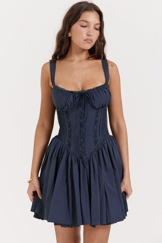 Sexy Lace Stitching Slip Dress with Adjustable Straps