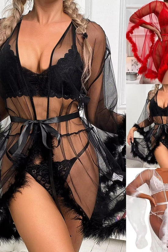See-through mesh sex underwear seduces MAO MAO's pajamas